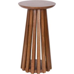 imageKate and Laurel Klarc Modern Slatted Wood Round Drink Table 12 x 12 x 22 Walnut Brown Circle Pedestal Table for Use as Bedroom Nightstand Indoor Plant Stand or Decorative Living Room AccentWalnut Brown
