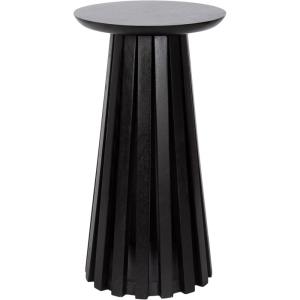 imageKate and Laurel Klarc Modern Slatted Wood Round Drink Table 12 x 12 x 22 Walnut Brown Circle Pedestal Table for Use as Bedroom Nightstand Indoor Plant Stand or Decorative Living Room AccentBlack