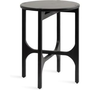 imageKate and Laurel Kroscove Modern Geometric Mango Wood Round Side Table 18 x 18 x 24 Walnut Brown Transitional Wood End Table for Use as Bedroom Nightstand or Living Room Decor PieceBlack