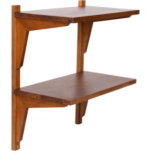 imageKate and Laurel Meridien Modern Wood Floating Side Table 18 x 12 x 24 Rustic Brown Contemporary Wooden Floating End Table for Use as Living Room Decor Accent or OverTheToilet Storage ShelfBrown