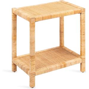 imageKate and Laurel Rafina Coastal Rectangle Rattan Side Table 22 x 14 x 24 Natural Brown Transitional Boho Rectangular Woven Rattan End Table for Use as Living Room Decor Accent