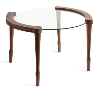 imageKate and Laurel Santoro Modern Floating Glass Round Coffee Table 28 x 26 x 18 Black Transitional Circle Living Room Table with Tempered Glass Tabletop and Mango Wood LegsWalnut Brown