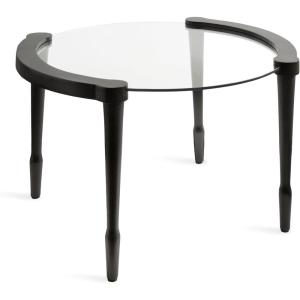 imageKate and Laurel Santoro Modern Floating Glass Round Coffee Table 28 x 26 x 18 Black Transitional Circle Living Room Table with Tempered Glass Tabletop and Mango Wood LegsBlack