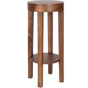 imageKate and Laurel Talcott Modern Round Wood Side Table 12 x 12 x 28 Natural Wood Transitional Decorative TwoTier End Table for Use as a Bedroom Nightstand or Living Room Plant StandWalnut Brown