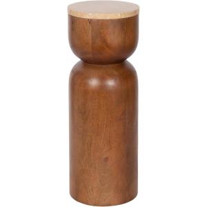 imageKate and Laurel Teo Transitional Round Mango Wood Drink Table 8 x 8 x 22 Walnut Brown and Black Modern Sculptural Bedroom Nightstand with Unique Pedestal Table Design for Use as Indoor Plant StandWalnut Brown