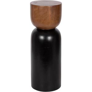 imageKate and Laurel Teo Transitional Round Mango Wood Drink Table 8 x 8 x 22 Walnut Brown and Black Modern Sculptural Bedroom Nightstand with Unique Pedestal Table Design for Use as Indoor Plant StandBlackWalnut Brown