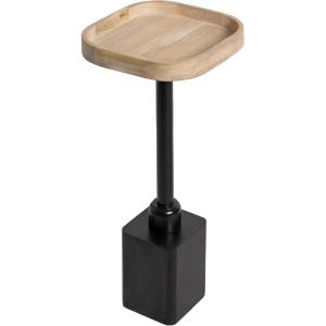 imageKate and Laurel Woodrow Modern Mango Wood Square Drink Table 10 x 10 x 24 Light Natural and Black Transitional Rounded Square Mini Table for Use as Indoor Plant Stand or Wooden Living Room AccentNaturalBlack