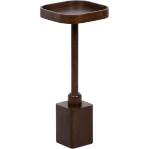 imageKate and Laurel Woodrow Modern Mango Wood Square Drink Table 10 x 10 x 24 Light Natural and Black Transitional Rounded Square Mini Table for Use as Indoor Plant Stand or Wooden Living Room AccentDark Brown