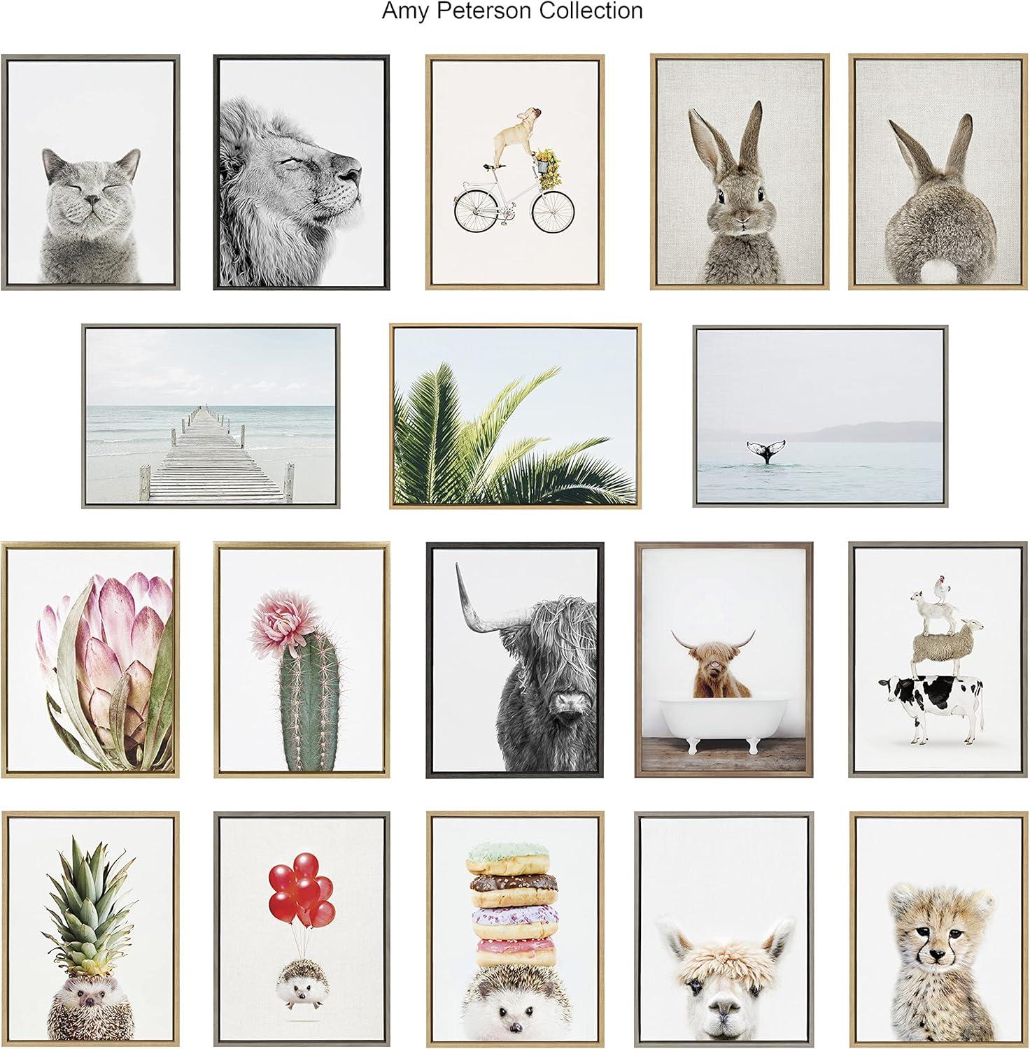imageKate and Laurel Blake Flamingo Cottage Bathroom Framed Printed Glass Wall Art by Amy Peterson Art Studio 18x24 Natural Decorative Flamingo Art for Wall