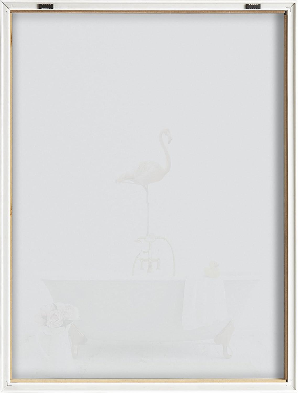 imageKate and Laurel Blake Flamingo Cottage Bathroom Framed Printed Glass Wall Art by Amy Peterson Art Studio 18x24 Natural Decorative Flamingo Art for Wall