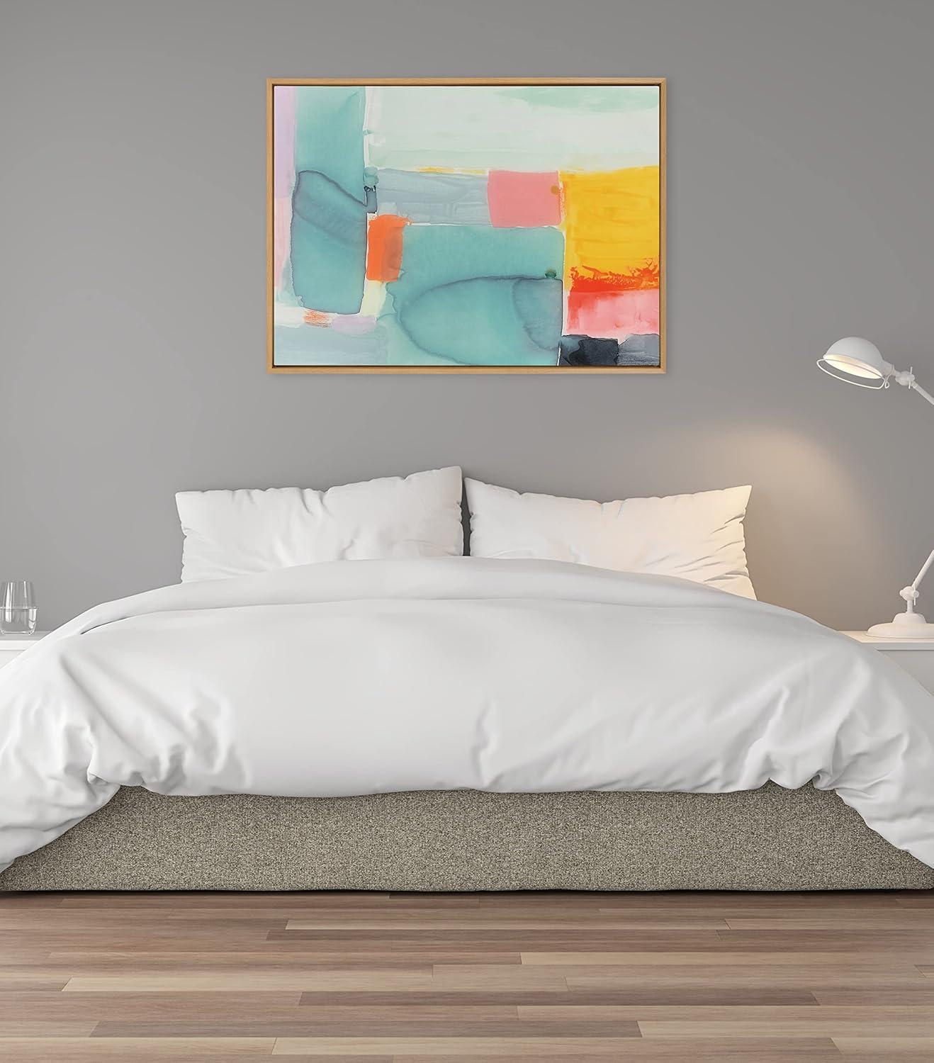imageKate and Laurel Sylvie United Colors II Framed Canvas Wall Art by Amy Lighthall 28x38 Natural Modern Soft Watercolor Abstract Art for Wall Home DecorNatural