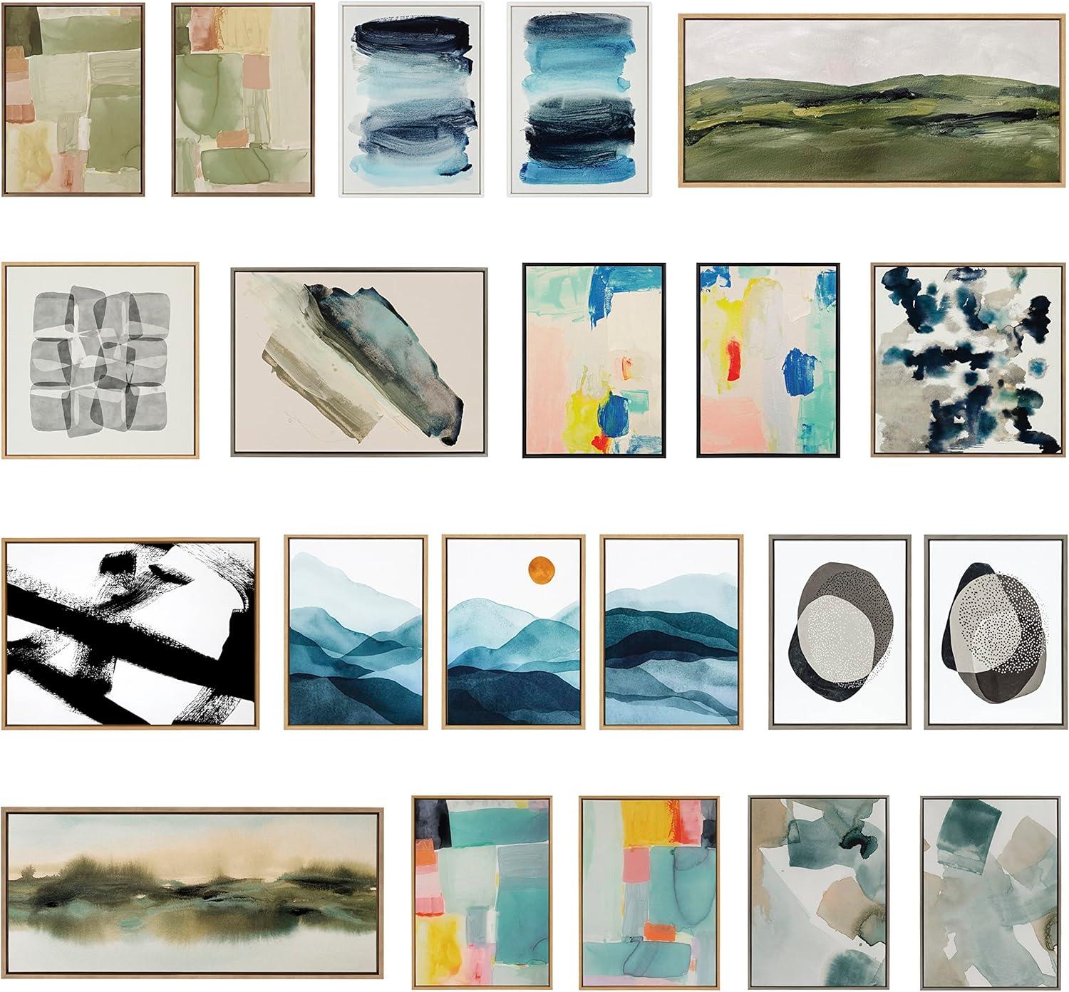 imageKate and Laurel Sylvie United Colors II Framed Canvas Wall Art by Amy Lighthall 28x38 Natural Modern Soft Watercolor Abstract Art for Wall Home DecorWhite