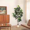 imageFiddle Leaf Fig Tree Artificial  6ft Faux Fiddle Leaf Fig Tree with White Planter  Fig Tree Artificial with Lifelike Leaves for House Office Living Room Indoor Home Decor