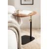 imageKate and Laurel Adamas Transitional AdjustableHeight CTable 16 x 22 x 28 Walnut Brown and Black Modern Rounded Indoor Metal CShaped End Table with Organic Shape for Use as Overbed Table