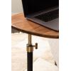imageKate and Laurel Adamas Transitional AdjustableHeight CTable 16 x 22 x 28 Walnut Brown and Black Modern Rounded Indoor Metal CShaped End Table with Organic Shape for Use as Overbed Table