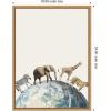 imageKate and Laurel Animals Walk Across the Planet Framed Canvas Wall Art by July Art Prints 18 x 24 Sylvie Natural Whimsical Animals Art for Wall Decor Living Room Bedroom
