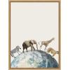 imageKate and Laurel Animals Walk Across the Planet Framed Canvas Wall Art by July Art Prints 18 x 24 Sylvie Natural Whimsical Animals Art for Wall Decor Living Room Bedroom