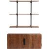imageKate and Laurel Atwood Modern Mango Wood TwoDoor Wall Cabinet and Shelf Set Walnut Brown Decorative Storage Cabinet with Tiered Wall Shelves for Use as Cohesive Bar Storage Unit