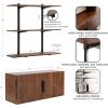 imageKate and Laurel Atwood Modern Mango Wood TwoDoor Wall Cabinet and Shelf Set Walnut Brown Decorative Storage Cabinet with Tiered Wall Shelves for Use as Cohesive Bar Storage Unit