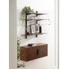 imageKate and Laurel Atwood Modern Mango Wood TwoDoor Wall Cabinet and Shelf Set Walnut Brown Decorative Storage Cabinet with Tiered Wall Shelves for Use as Cohesive Bar Storage Unit