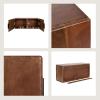 imageKate and Laurel Atwood Modern Mango Wood TwoDoor Wall Cabinet and Shelf Set Walnut Brown Decorative Storage Cabinet with Tiered Wall Shelves for Use as Cohesive Bar Storage Unit