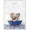 imageKate and Laurel Baby Elephant No6 in Eclectic Blue Bath Framed Canvas Wall Art by Amy Peterson 18 x 24 Sylvie Beaded White Whimsical Animals Art for Wall Decor Living Room Bedroom