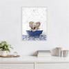 imageKate and Laurel Baby Elephant No6 in Eclectic Blue Bath Framed Canvas Wall Art by Amy Peterson 18 x 24 Sylvie Beaded White Whimsical Animals Art for Wall Decor Living Room Bedroom