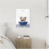 imageKate and Laurel Baby Elephant No6 in Eclectic Blue Bath Framed Canvas Wall Art by Amy Peterson 18 x 24 Sylvie Beaded White Whimsical Animals Art for Wall Decor Living Room Bedroom