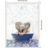 imageKate and Laurel Baby Elephant No6 in Eclectic Blue Bath Framed Canvas Wall Art by Amy Peterson 18 x 24 Sylvie Beaded White Whimsical Animals Art for Wall Decor Living Room Bedroom