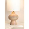 imageKate and Laurel Bahira Modern Metal Bedside Table Lamp 8 x 8 x 17 Antique Brass Sculptural Decorative Tabletop Desk Lamp with Linen Shade for Living Room DecorNatural