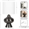 imageKate and Laurel Bahira Modern Metal Bedside Table Lamp 8 x 8 x 17 Antique Brass Sculptural Decorative Tabletop Desk Lamp with Linen Shade for Living Room DecorPewter