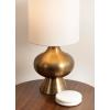 imageKate and Laurel Bahira Modern Metal Bedside Table Lamp 8 x 8 x 17 Antique Brass Sculptural Decorative Tabletop Desk Lamp with Linen Shade for Living Room DecorGold
