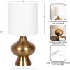 imageKate and Laurel Bahira Modern Metal Bedside Table Lamp 8 x 8 x 17 Antique Brass Sculptural Decorative Tabletop Desk Lamp with Linen Shade for Living Room DecorGold