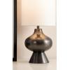 imageKate and Laurel Bahira Modern Metal Bedside Table Lamp 8 x 8 x 17 Antique Brass Sculptural Decorative Tabletop Desk Lamp with Linen Shade for Living Room DecorPewter