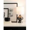 imageKate and Laurel Bahira Modern Metal Bedside Table Lamp 8 x 8 x 17 Antique Brass Sculptural Decorative Tabletop Desk Lamp with Linen Shade for Living Room DecorPewter
