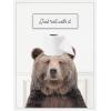 imageKate and Laurel Bear Just Roll with It Bathroom Framed Canvas Wall Art by Amy Peterson 18 x 24 Sylvie White Whimsical Humor Animals Bathroom Art for Wall Decor Living Room Bedroom