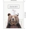 imageKate and Laurel Bear Just Roll with It Bathroom Framed Canvas Wall Art by Amy Peterson 18 x 24 Sylvie White Whimsical Humor Animals Bathroom Art for Wall Decor Living Room Bedroom