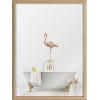 imageKate and Laurel Blake Flamingo Cottage Bathroom Framed Printed Glass Wall Art by Amy Peterson Art Studio 18x24 Natural Decorative Flamingo Art for Wall