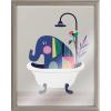 imageKate and Laurel Blake Mid Century Modern Elephant in The Tub Framed Printed Glass Wall Art by Rachel Lee of My Dream Wall 16x20 Gray Animal Art for Wall