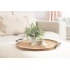 imageKate and Laurel Bruillet Farmhouse Wood Round Ottoman Tray 24 x 22 Rustic Brown Circle Coffee Table Tray for Living Room Decor or Large Serving TrayBrown