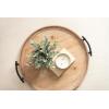 imageKate and Laurel Bruillet Farmhouse Wood Round Ottoman Tray 24 x 22 Rustic Brown Circle Coffee Table Tray for Living Room Decor or Large Serving TrayBrown