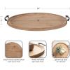 imageKate and Laurel Bruillet Farmhouse Wood Round Ottoman Tray 24 x 22 Rustic Brown Circle Coffee Table Tray for Living Room Decor or Large Serving TrayBrown