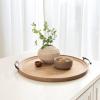 imageKate and Laurel Bruillet Farmhouse Wood Round Ottoman Tray 24 x 22 Rustic Brown Circle Coffee Table Tray for Living Room Decor or Large Serving TrayBrown