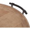 imageKate and Laurel Bruillet Farmhouse Wood Round Ottoman Tray 24 x 22 Rustic Brown Circle Coffee Table Tray for Living Room Decor or Large Serving TrayBrown