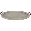 imageKate and Laurel Bruillet Farmhouse Wood Round Ottoman Tray 24 x 22 Rustic Brown Circle Coffee Table Tray for Living Room Decor or Large Serving TrayGray
