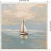 imageKate and Laurel Calm Pastel Sailboat Landscape Framed Canvas Wall Art by The Creative Bunch Studio 22 x 22 Sylvie Beaded White Coastal Beach Landscapes Art for Wall Decor Living Room BedroomBeaded White