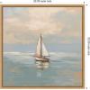 imageKate and Laurel Calm Pastel Sailboat Landscape Framed Canvas Wall Art by The Creative Bunch Studio 22 x 22 Sylvie Beaded White Coastal Beach Landscapes Art for Wall Decor Living Room BedroomNatural