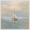 imageKate and Laurel Calm Pastel Sailboat Landscape Framed Canvas Wall Art by The Creative Bunch Studio 22 x 22 Sylvie Beaded White Coastal Beach Landscapes Art for Wall Decor Living Room BedroomBeaded White