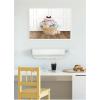 imageKate and Laurel Cat in a Basket Traditional Laundry Framed Canvas Wall Art by Amy Peterson 24 x 18 Sylvie White Whimsical Animals Laundry Art for Wall Decor Living Room Bedroom