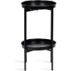 imageKate and Laurel Celia Round Metal Foldable Tiered Side Table 16 x 26 Black Modern Accent Table with Removable Magnetic Tray Tabletops and SpaceSaving Folding BaseBlack